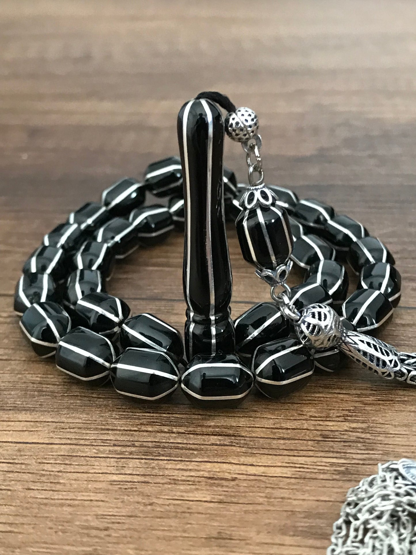 Erzurum Oltu Stone Rosary Silver Engraved 925 Sterling Tassels Rosaries Fishing SemiStones 2022 Fashion Jewelry