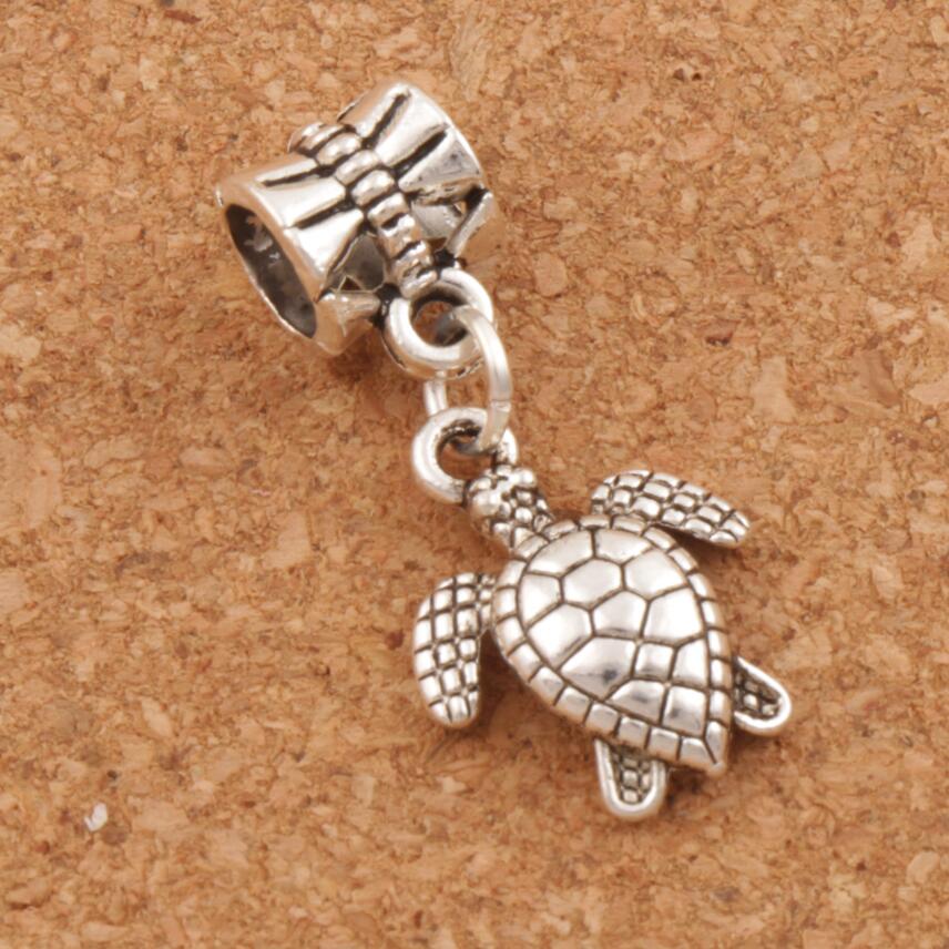 Cute Turtle Tortoise Animal Charm Beads 100pcs Zinc Alloy Bead Fit European Bracelets Jewelry DIY B1176 26.1x12.5mm