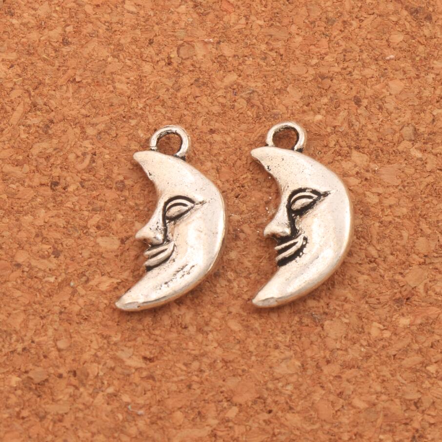 Half Face Moon Spacer Charm Beads 19x9mm 200PCS Zinc Alloy Pendants Alloy Jewelry DIY L110