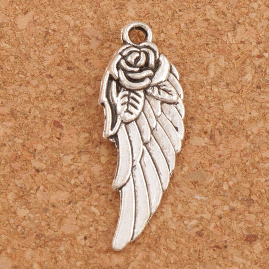 Angel Wing w Rose Spacer Charm Beads 148PCS Zinc Alloy Pendants Jewelry DIY L1625